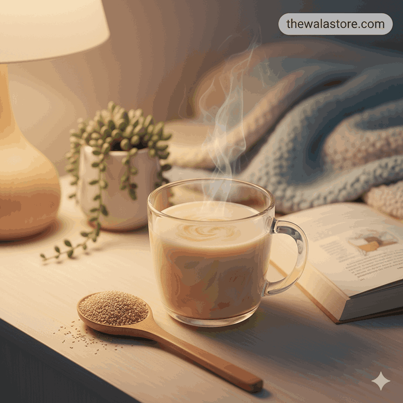 Ispaghol powder in glass for better sleep