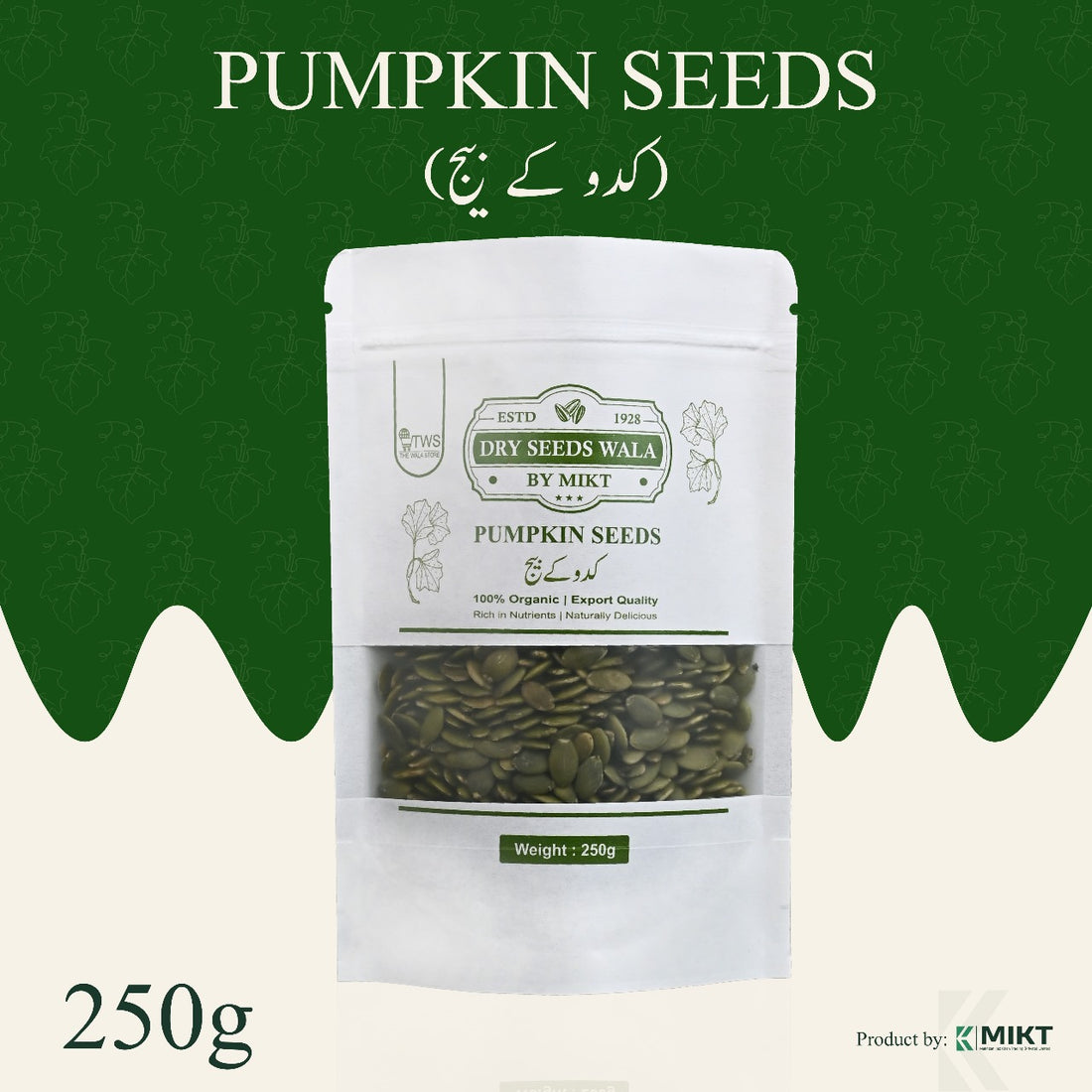 Premium Raw Pumpkin Seeds 250g pack – 100% natural, high protein, magnesium, and zinc – fresh delivery across Pakistan


